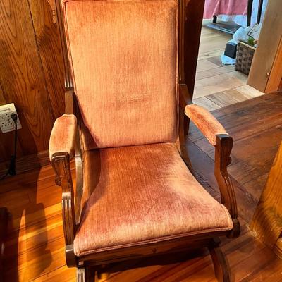Eastlake Style Upholstered Platform Rocking Chair
