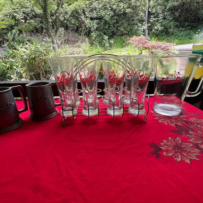Lot Of Strohs Draught Glasses , Steins And Pitcher