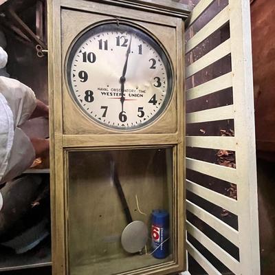 Vintage Western Union Naval Observatory Time Self-Winding Wall Clock