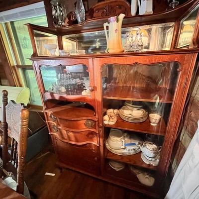 Antique Oak China Curio Cabinet