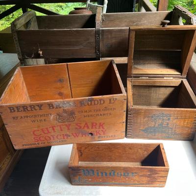 Lot Of 5 Antique/Vintage Wood Boxes