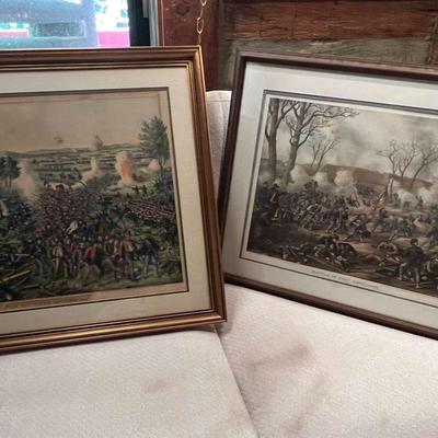 Two Louis Kurtz Civil War Framed Prints (Gettysburg and Fort Donelson)