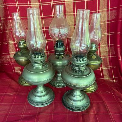 Lot Of 5 Metal Oil Lamps