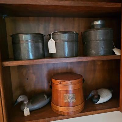 Metal Jars, Wood Carved Duck Decoys