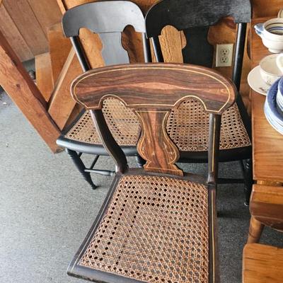 Wood and Wicker Dining Chairs