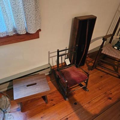 Wooden Stool, Small Wood Rocking Chair