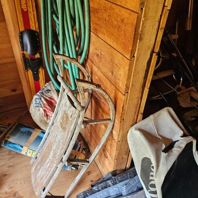 Wooden Sled/Sleigh, Garden Hose, Water Ski