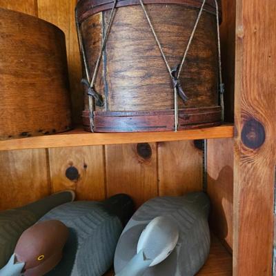 Wooden Carved Duck Decoys, Drum