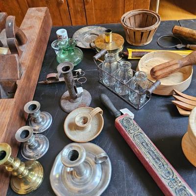 Candle Stick Holders, Glass Jars, Razor Strop