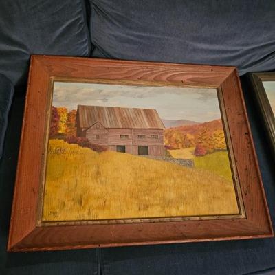 Framed Hanging Barn Scene