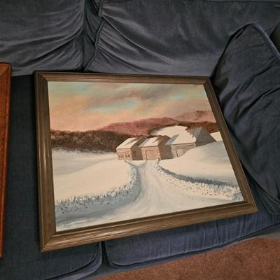 Framed Winter Farm Scene