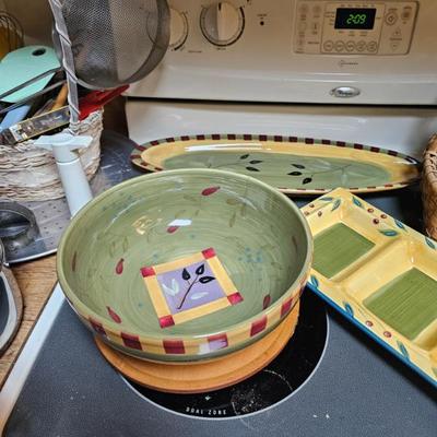 Stoneware bowl, serving plate