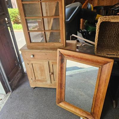 Wood Framed Hanging Mirror, Wood China Hutch