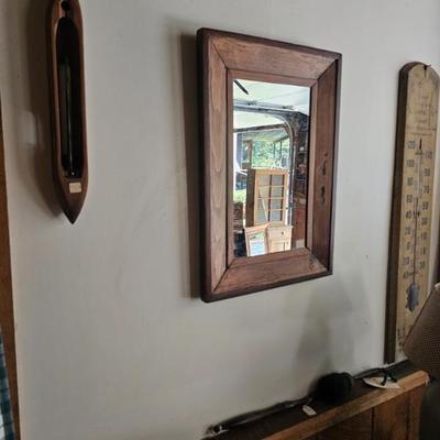 Wood Framed Hanging Mirror