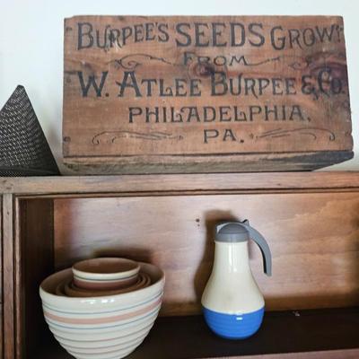 Stoneware Bowls, Seeds from W. Atlee Burpee & Co. box