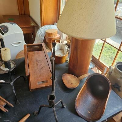 Wooden Scoop, Wood Spoon, Iron Candle Holder, Lamp