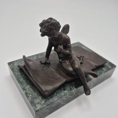 Lot 93 ferrand winged cupid bronze sculpture