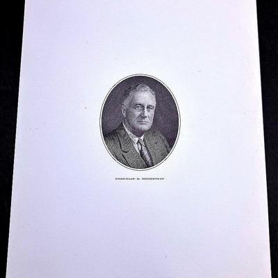 Vintage Presidential Engravings Printed By (BEP) 
"Franklin D. Roosevelt"