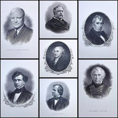 Vintage Presidential Engravings Printed By (BEP) 
"21 Presidents"