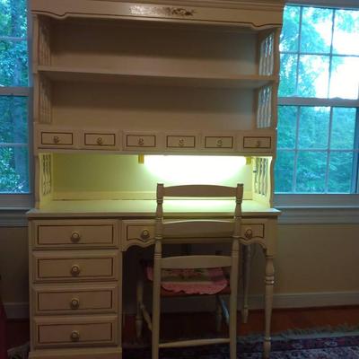 Vintage Dixie Desk, Hutch, And Matching Chair