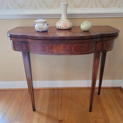 Mahogany Fold-Out Demilune Table