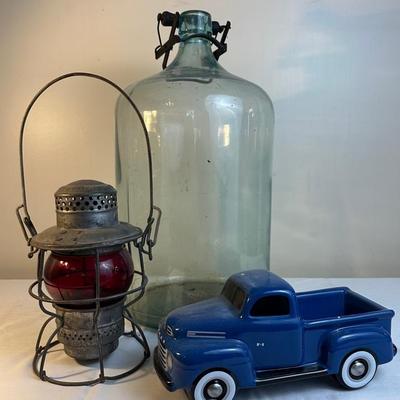 Vintage Armspear MFG Co Lantern And 5 Gallon Glass Jug