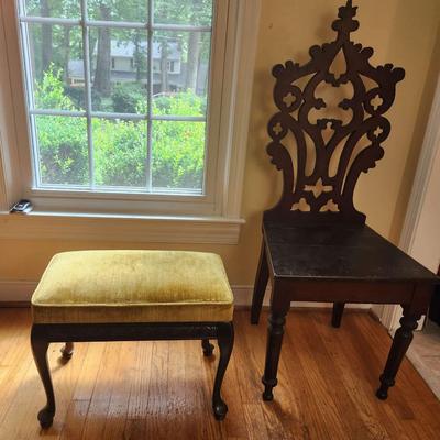 Gothic Style Chair And Ottoman 