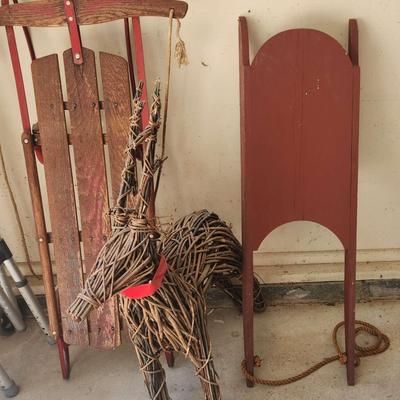 Vintage Sleds And Reindeer