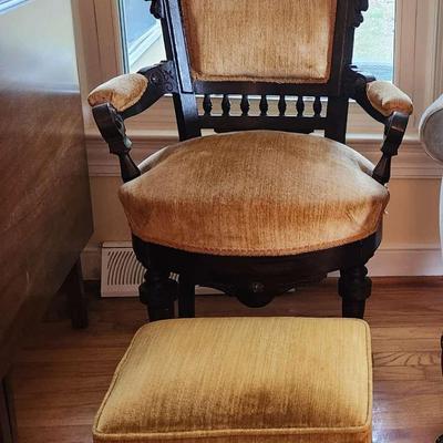 Victorian Chair With Footstool