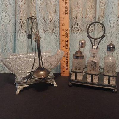 Ls1228 square bottled cruet set and serng bowl and stand