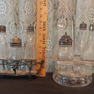 Ls1224 meridian silverplate mythic cruet and glass cruet set