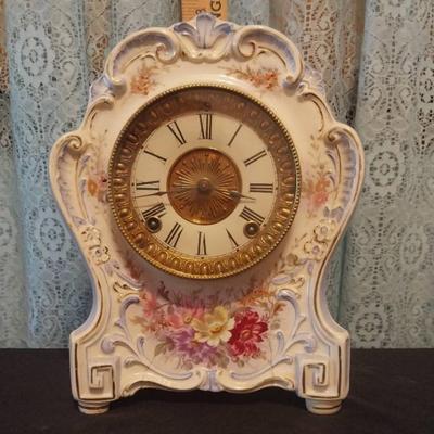 Ls1218 royal bonn porcelain mantel clock “la hay”