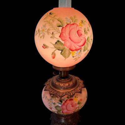 Ls1305 2 globe hurricane lamp roses