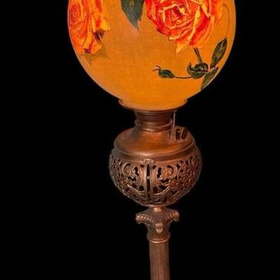 Ls1314 golden rose electrified parlor hurricane lamp