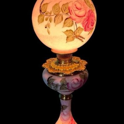 Ls1315 3 globe roses hurricane lamp