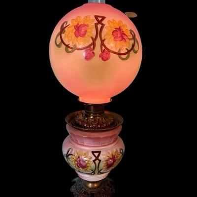 Ls1308 2 globe art nouveau style hurricane lamp
