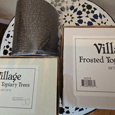 Frosted Topiary Trees (12) And Cobblestone Road