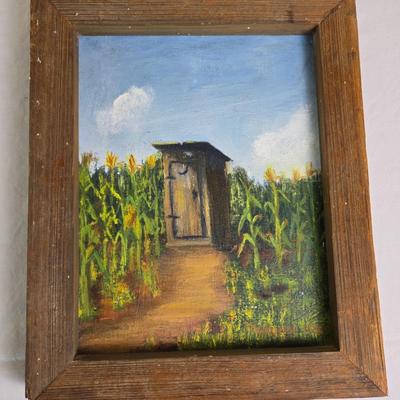 Outhouse In A Cornfield Painting
