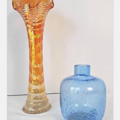 Blue And Oranage Glass Vases