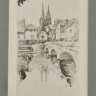 Etching Of Chartres Cathedral 