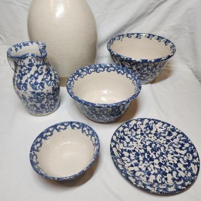 Collection Of Blue Spongeware Connor Prairie Pottery