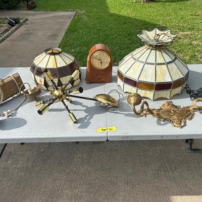 BA520 Stain Glass, 70’s Wall Light Fixture & Clock
