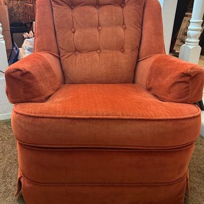 BA408 Atomic Deep Orange Velvet Armchair