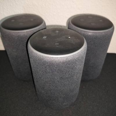 3 Working Black Amazon Echo Alexa Smart Speakers - 2 3rd Generation + 1 2nd Generation