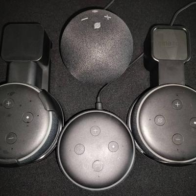 4 Amazon Echo Dot Working Smart Speakers - 3 3rd Generation, 1 4th Generation
