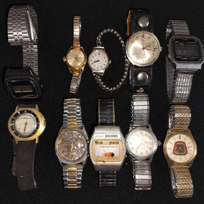 10 Vintage Mens Wrist Watches By Nelsonic, Advance, Wycoflex, Timex, Elgin, Cardinal, And More