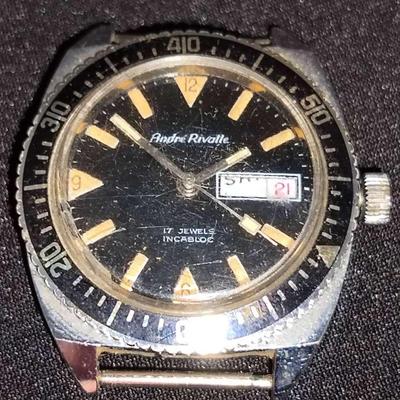 Andre Rivalle 17 Jewels Mens Vintage Diver Watch