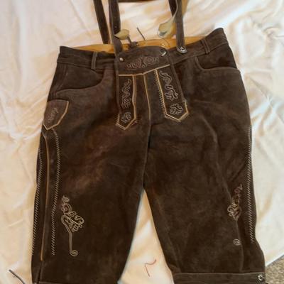 Octoberfest Men’s Leather Embroidered Lederhosen 