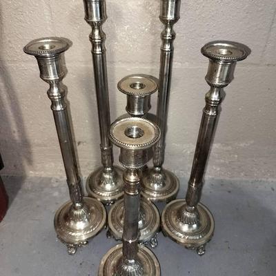 Set Of 6 Decorative Metallic Candle Holders Various Sized