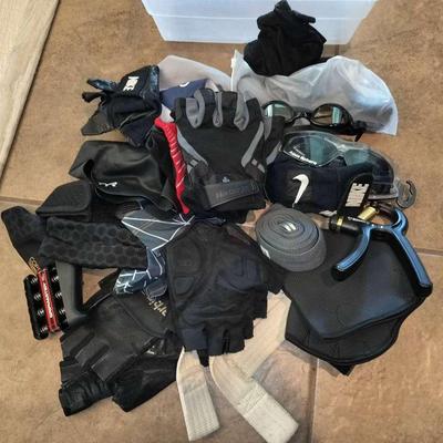 Assortment Of Men's Fingerless Sports Gloves, Grip Trainers, Swimming Goggles, And More